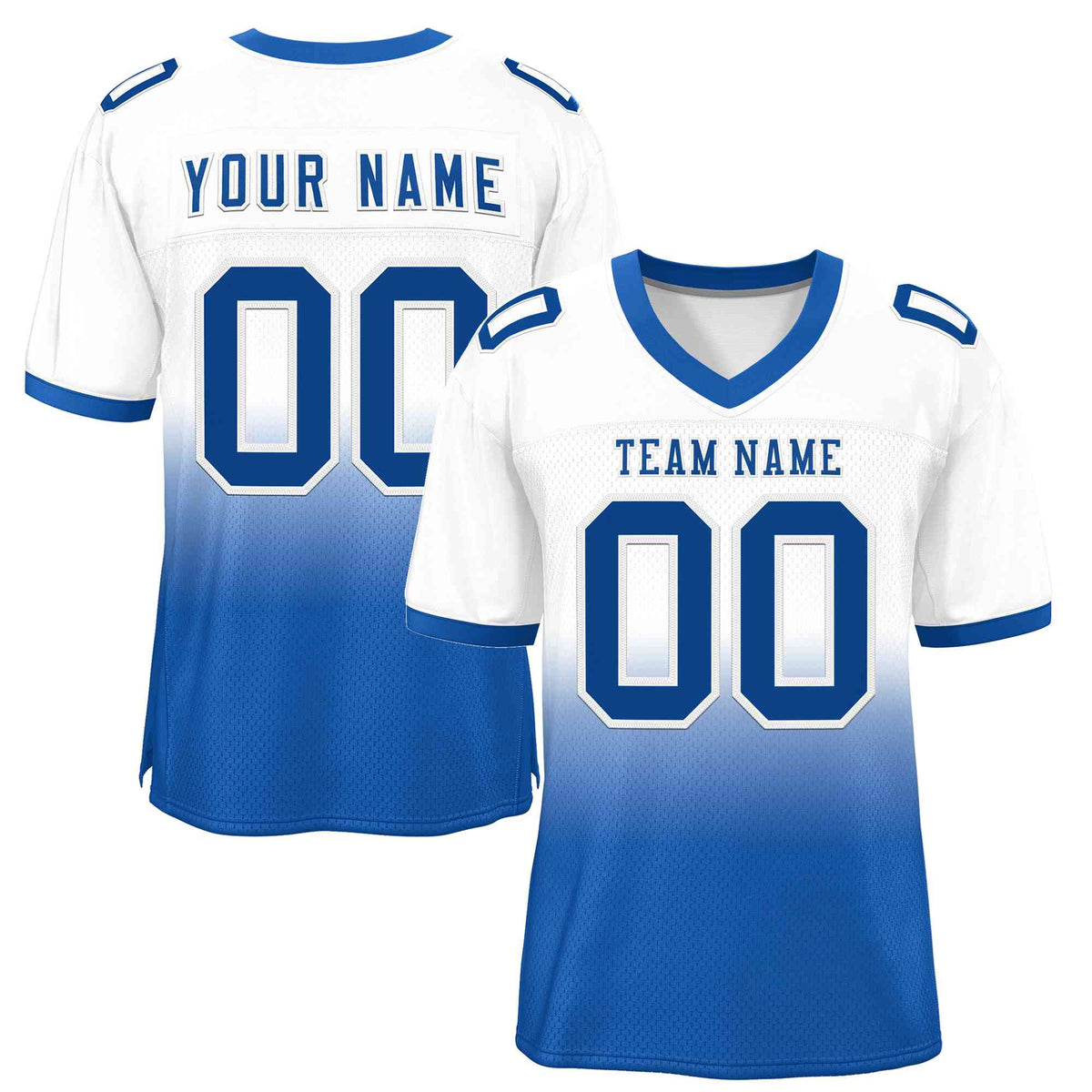 Custom White Royal-White Gradient Fashion Outdoor Authentic American Football Jersey| KXKSHOP