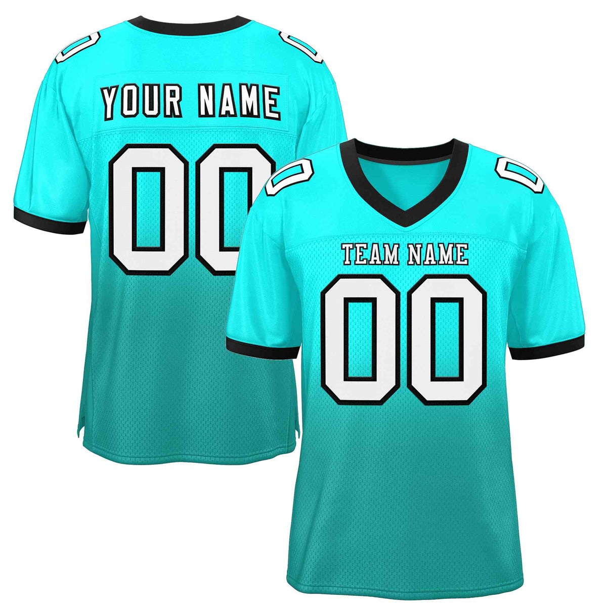 Custom Light Green Aqua White-Black Gradient Fashion Outdoor Authentic American Football Jersey| KXKSHOP