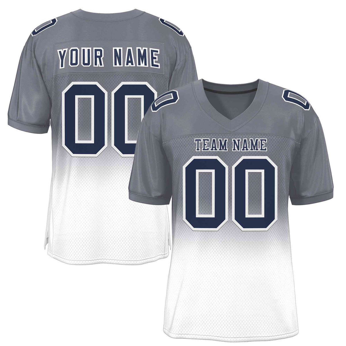 Custom Gray White-Navy Gradient Fashion Outdoor Authentic American Football Jersey| KXKSHOP