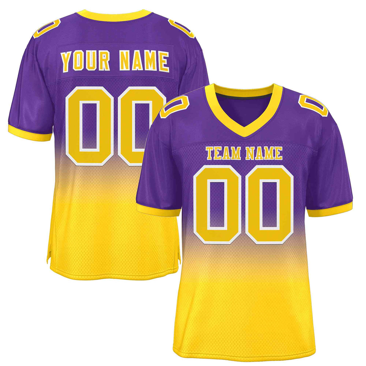 Custom Purple Gold-White Gradient Fashion Outdoor Authentic American Football Jersey| KXKSHOP