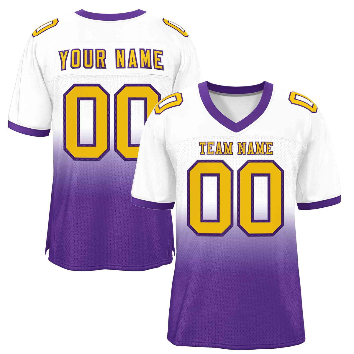 Custom White Purple Gold-Purple Gradient Fashion Outdoor Authentic American Football Jersey| KXKSHOP