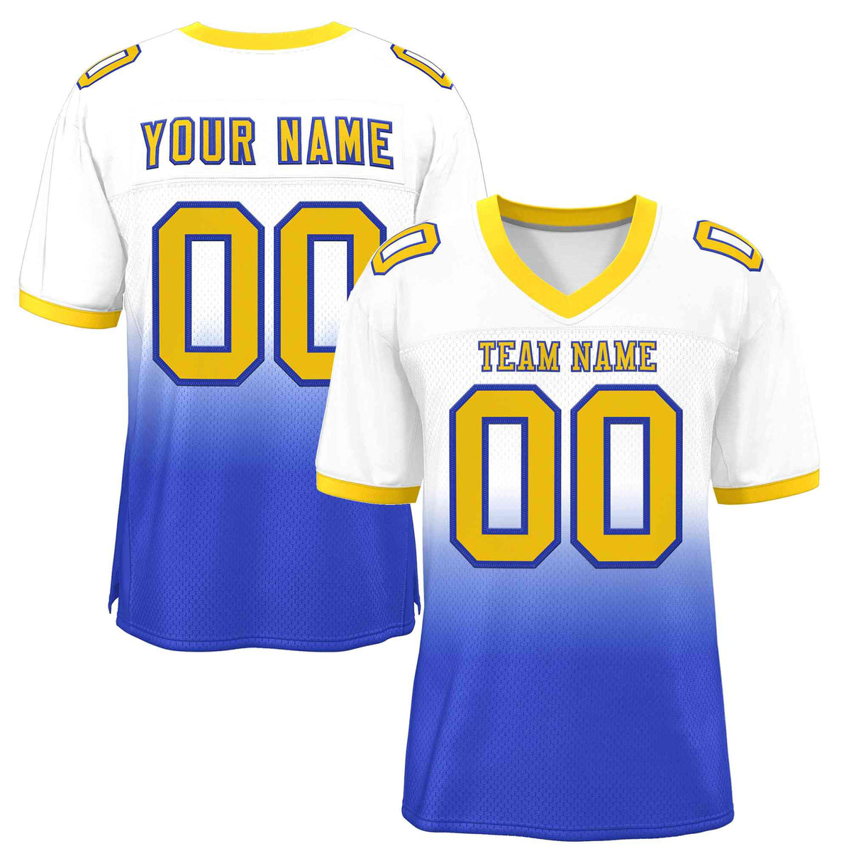 Custom White Royal Gold-Royal Gradient Fashion Outdoor Authentic American Football Jersey| KXKSHOP