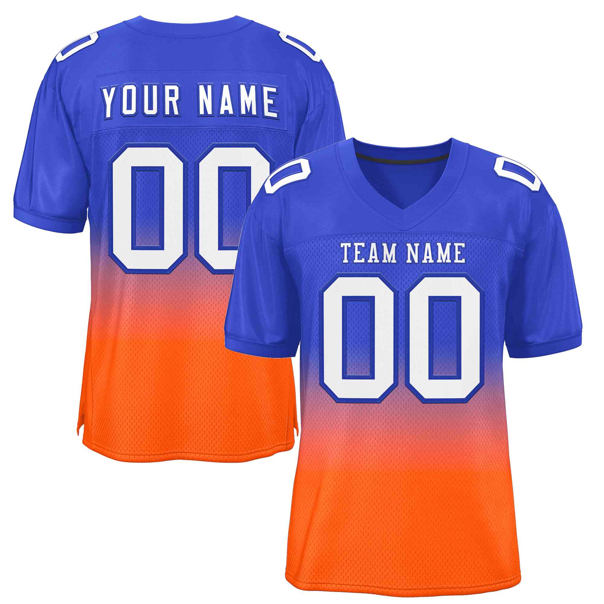 Custom Royal Orange-White Gradient Fashion Outdoor Authentic American Football Jersey| KXKSHOP