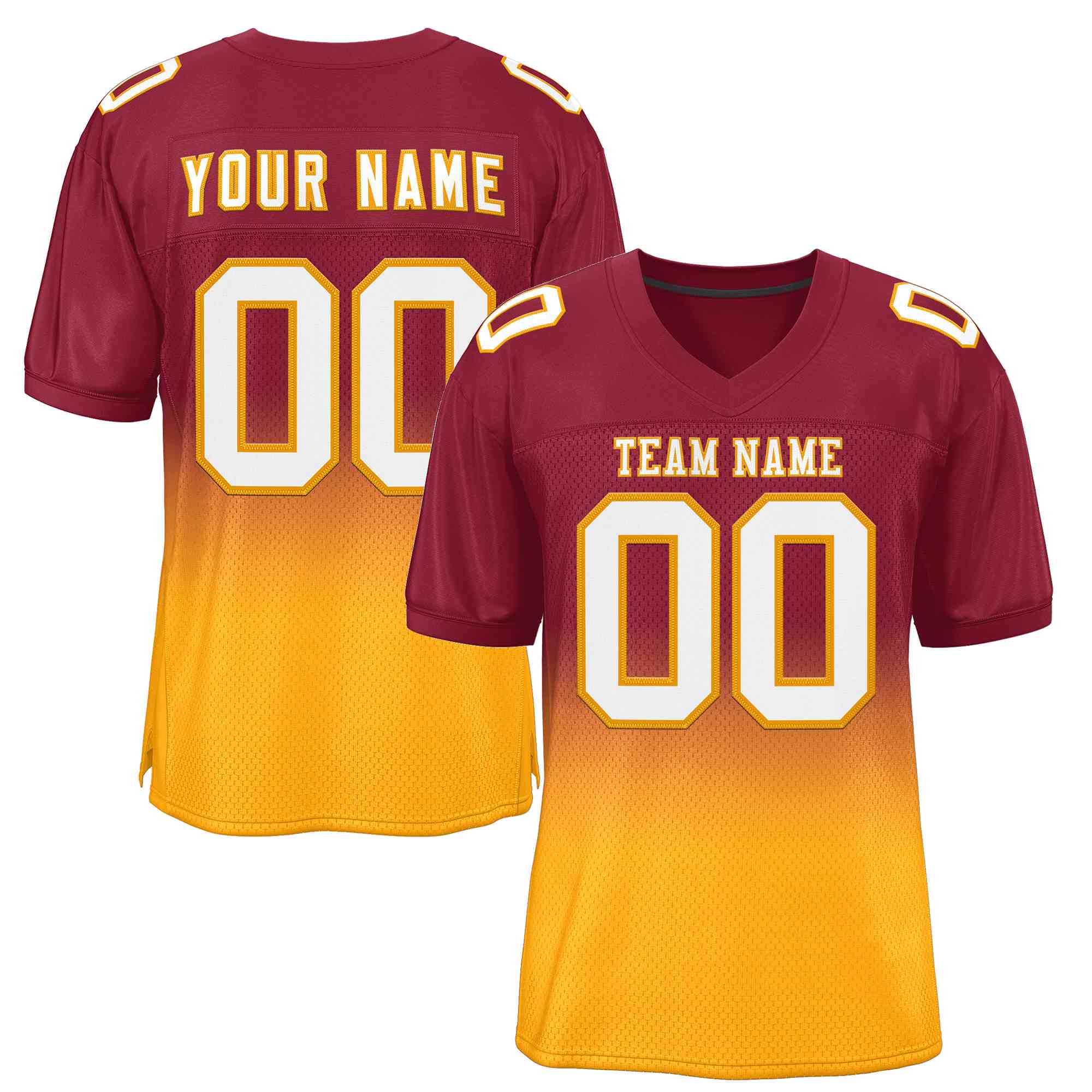 Custom Cardinal Yellow White-Yellow Gradient Fashion Outdoor Authentic American Football Jersey| KXKSHOP