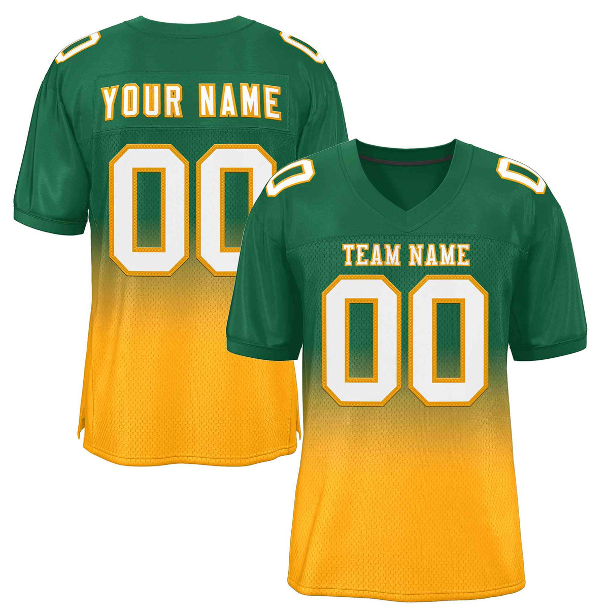 Custom Green Yellow White-Yellow Gradient Fashion Outdoor Authentic American Football Jersey| KXKSHOP