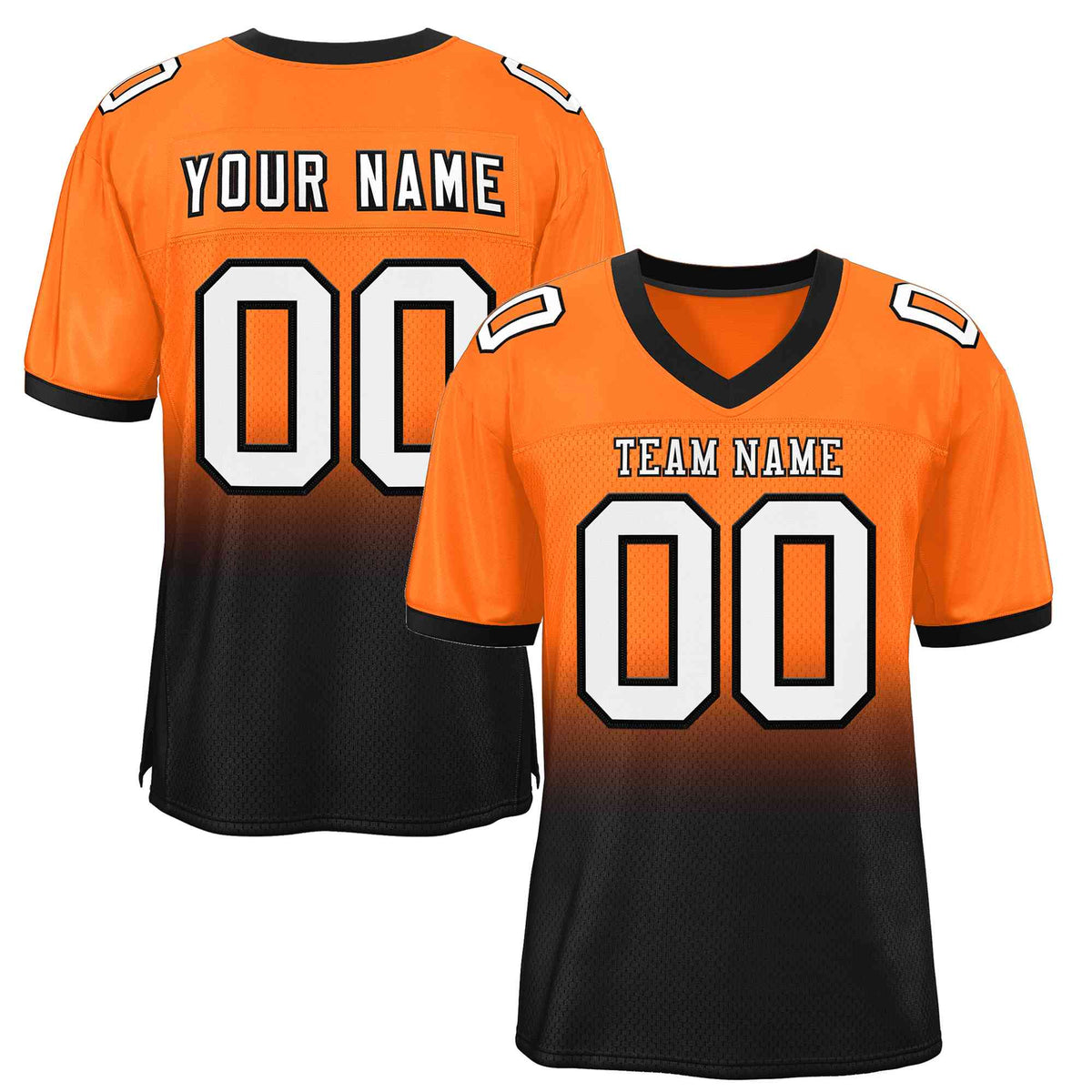 Custom Orange Black-White Gradient Fashion Outdoor Authentic American Football Jersey| KXKSHOP