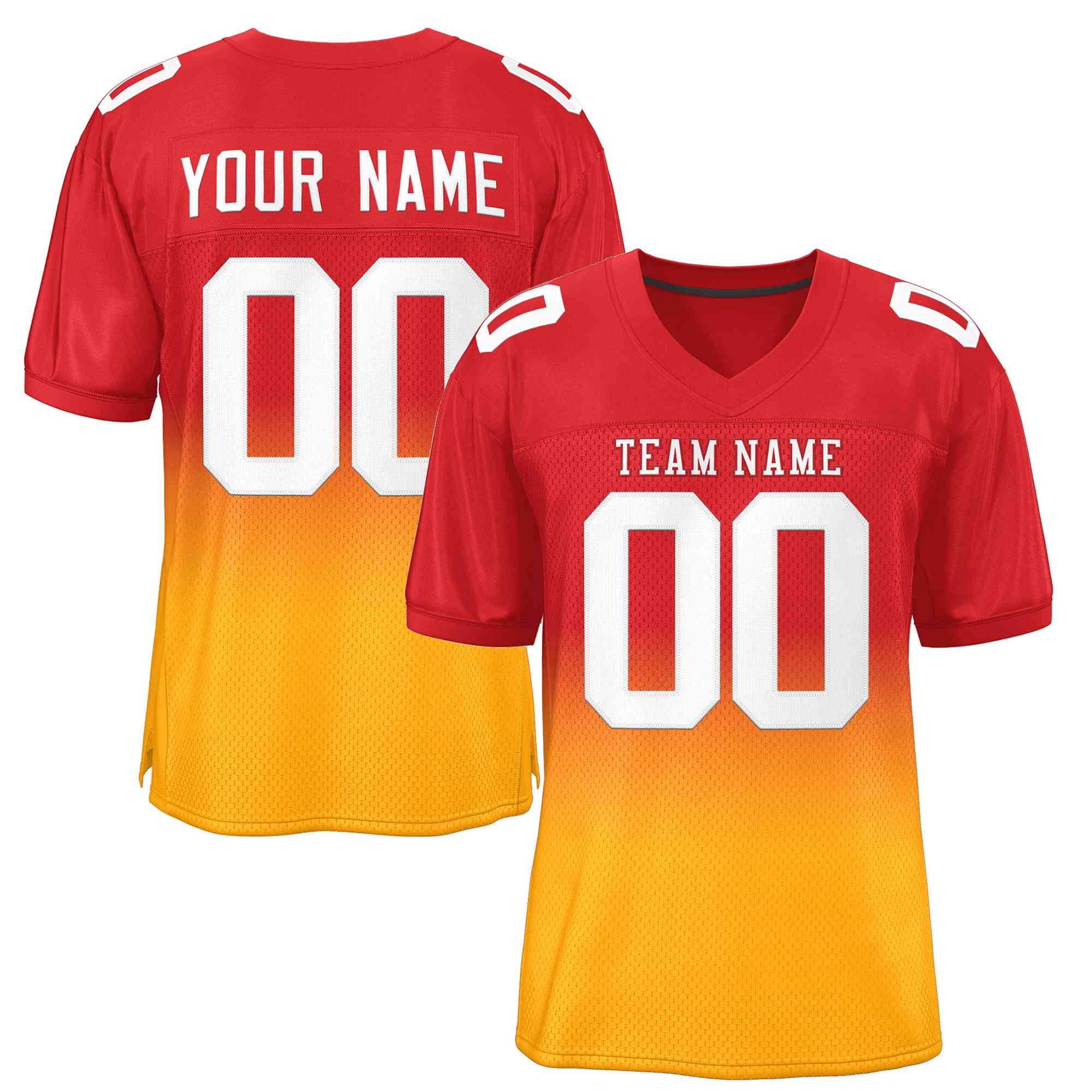 Custom Red Yellow-White Gradient Fashion Outdoor Authentic American Football Jersey| KXKSHOP
