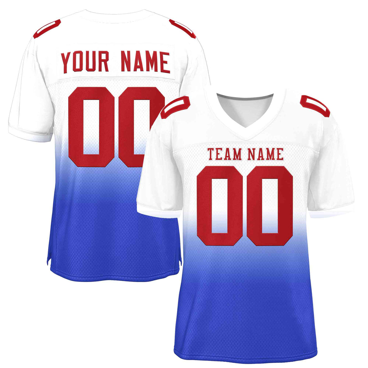 Custom White Royal Red-White Gradient Fashion Outdoor Authentic American Football Jersey| KXKSHOP