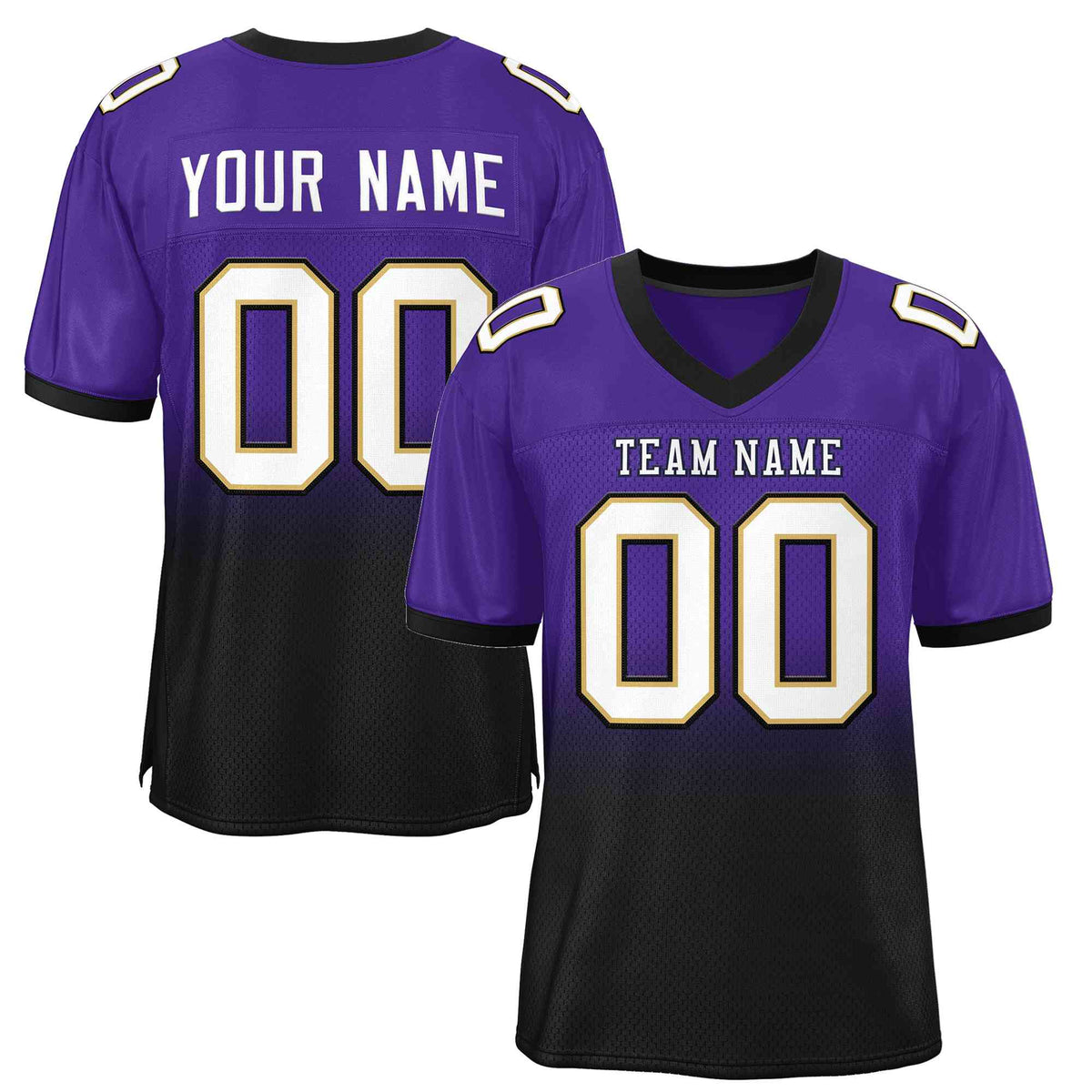 Custom Purple Black White-Black Gradient Fashion Outdoor Authentic American Football Jersey| KXKSHOP