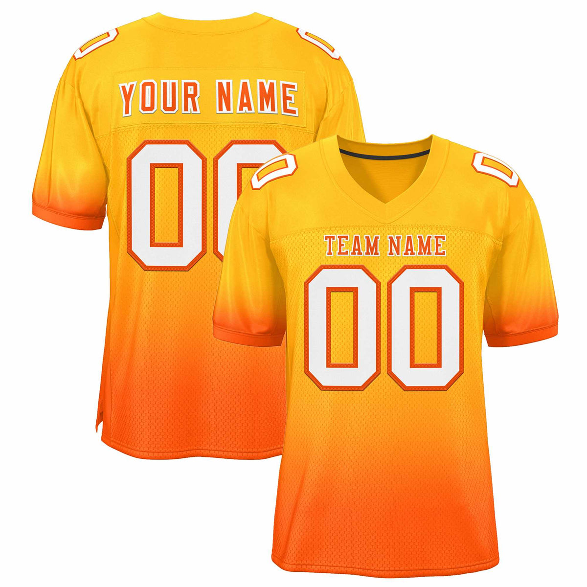 Custom Yellow Orange-White Gradient Fashion Personalized Team Football Jersey | KXKSHOP