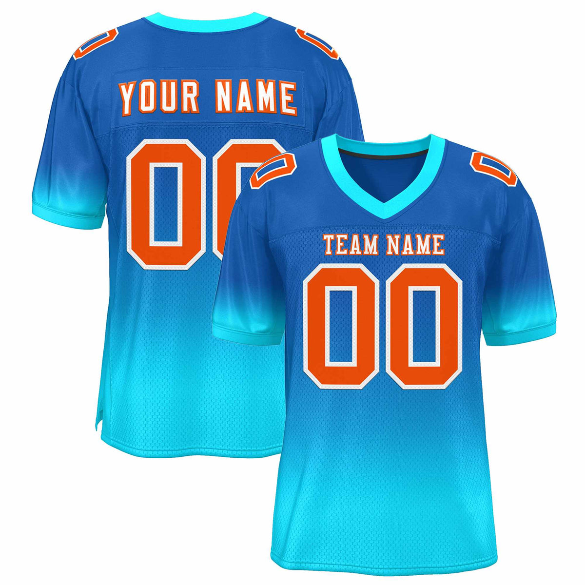 Custom Royal Light Blue-Orange Gradient Fashion Personalized Team Football Jersey | KXKSHOP