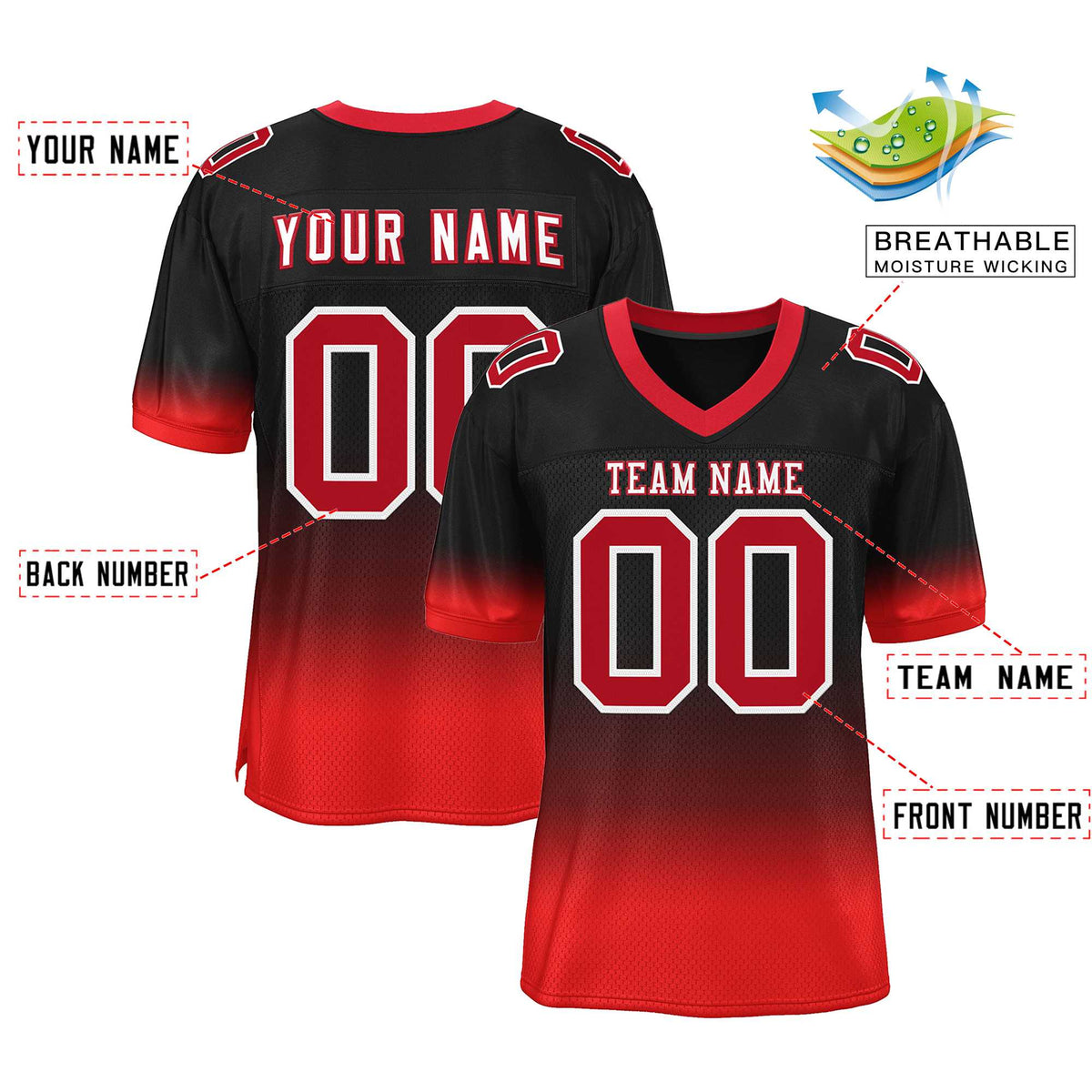 Custom Red Navy-White Classic Style Mesh American Football Jersey | KXKSHOP