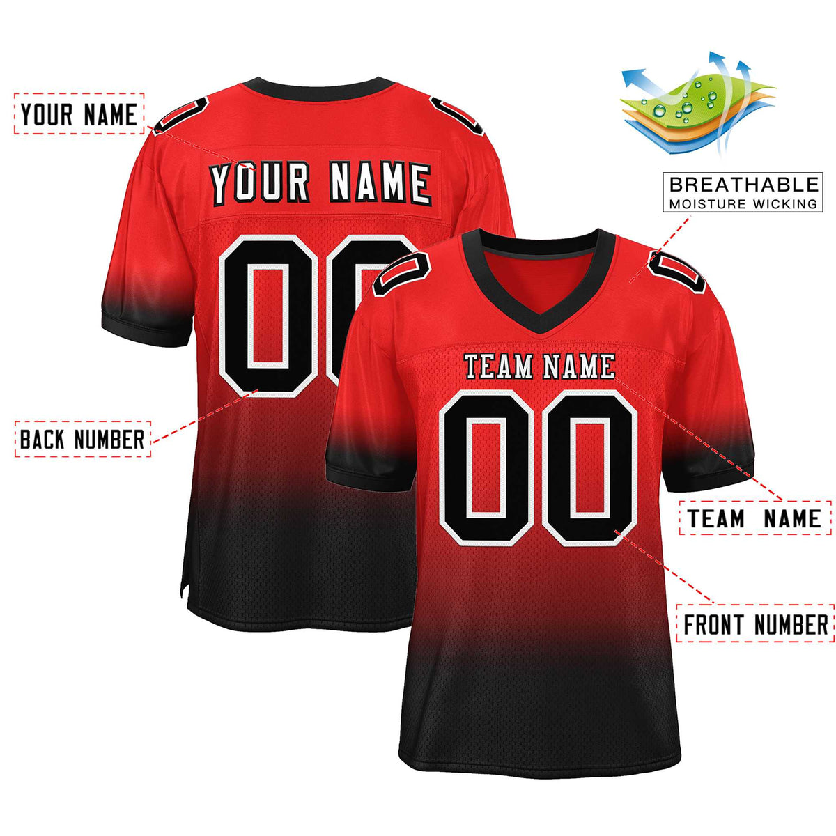 Custom Red Navy-White Classic Style Mesh American Football Jersey | KXKSHOP