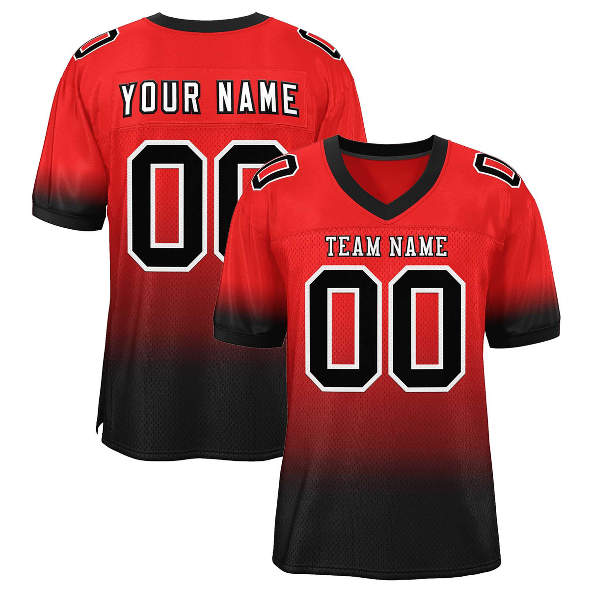 Custom Red Black-White Gradient Fashion Personalized Team Football Jersey | KXKSHOP
