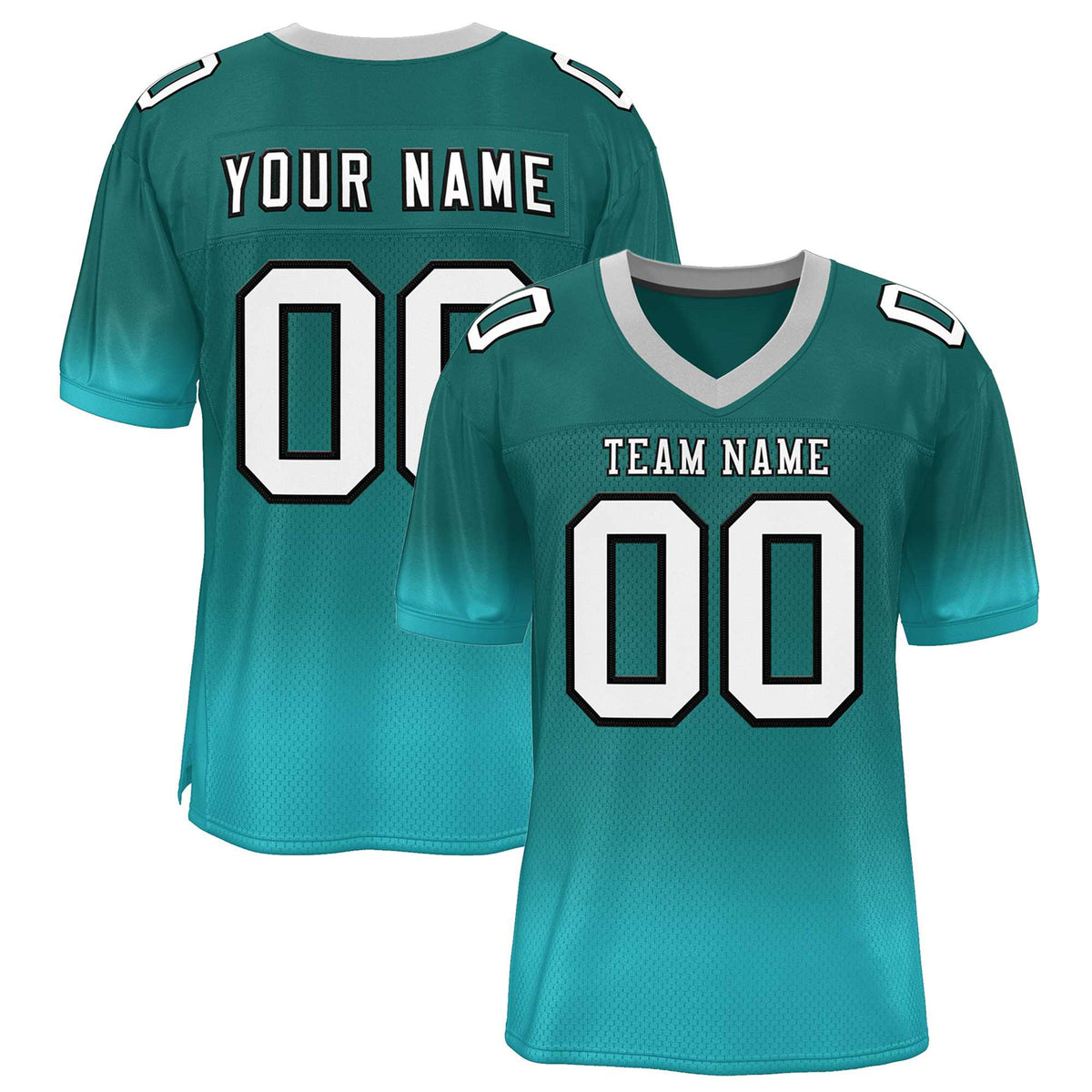Custom Teal Aqua-White Gradient Fashion Personalized Team Football Jersey | KXKSHOP