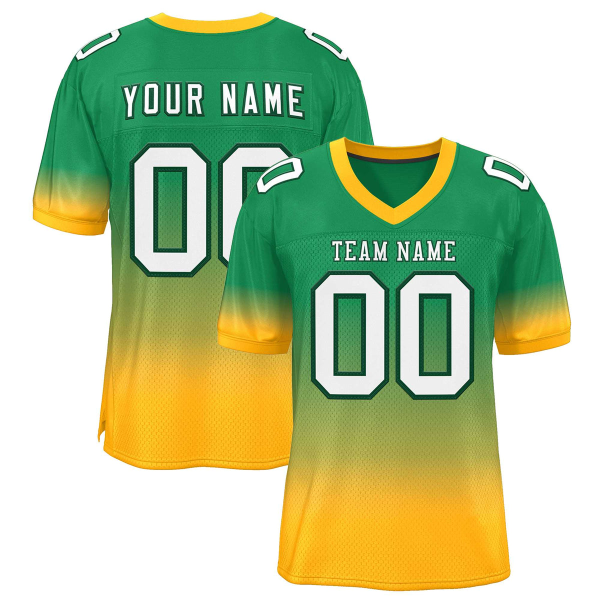 Custom Green Yellow-White Gradient Fashion Personalized Team Football Jersey | KXKSHOP