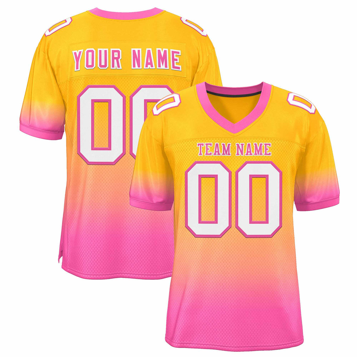 Custom Yellow Pink-White Gradient Fashion Personalized Team Football Jersey | KXKSHOP