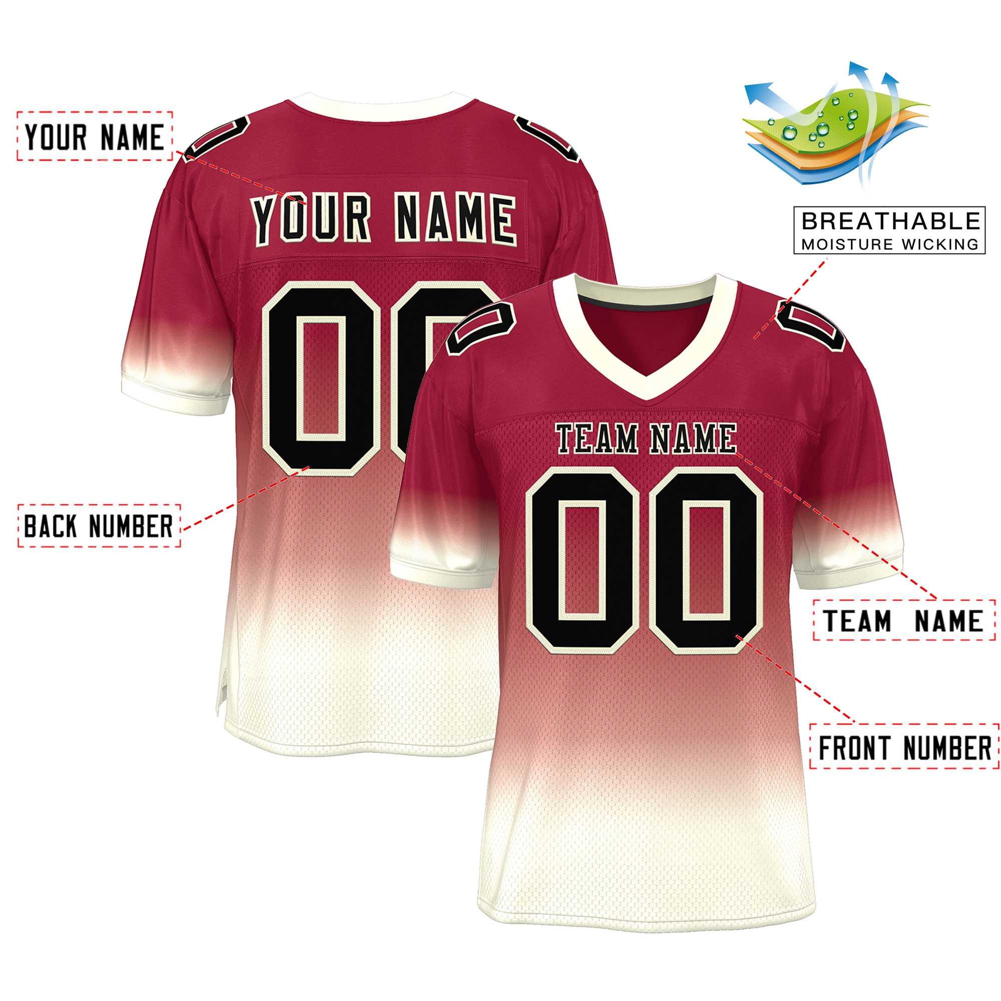 Custom Red Navy-White Classic Style Mesh American Football Jersey | KXKSHOP