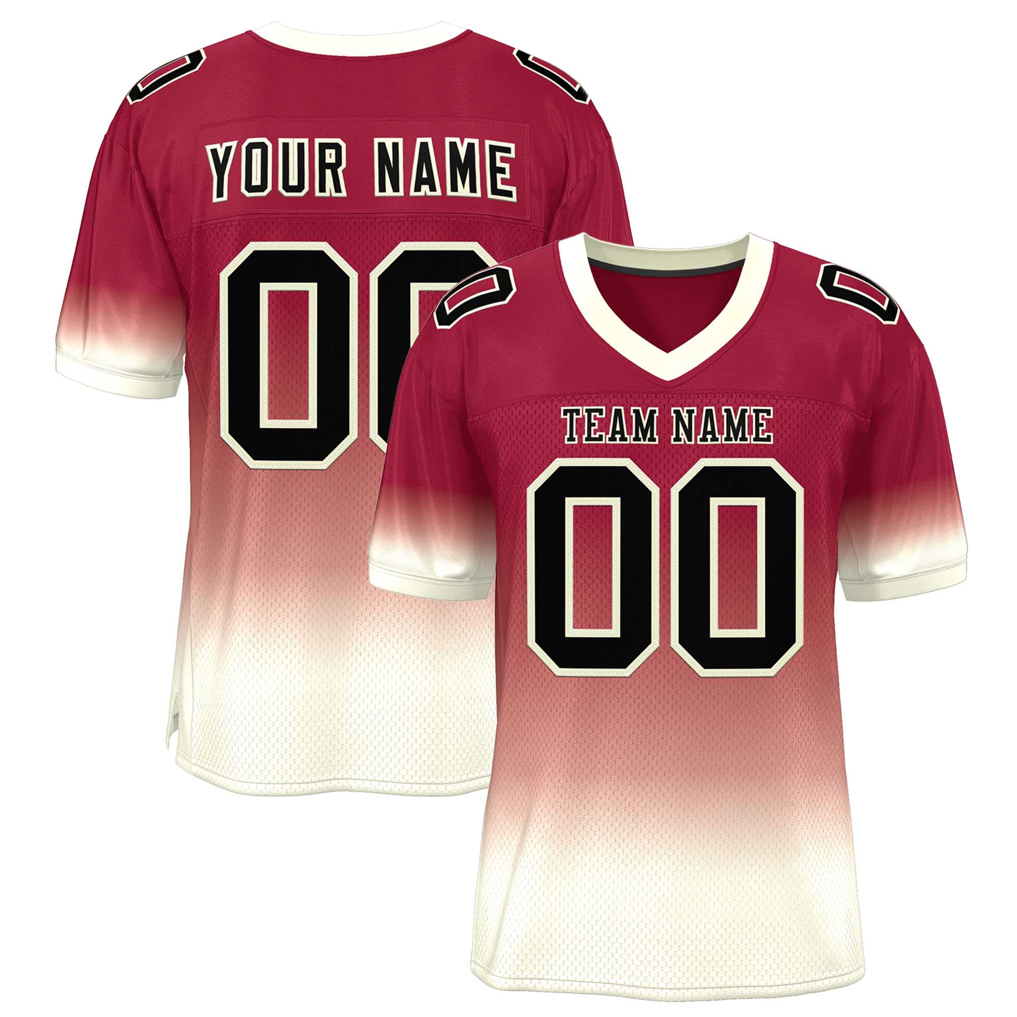 Custom Crimson Cream-Black Gradient Fashion Personalized Team Football Jersey | KXKSHOP
