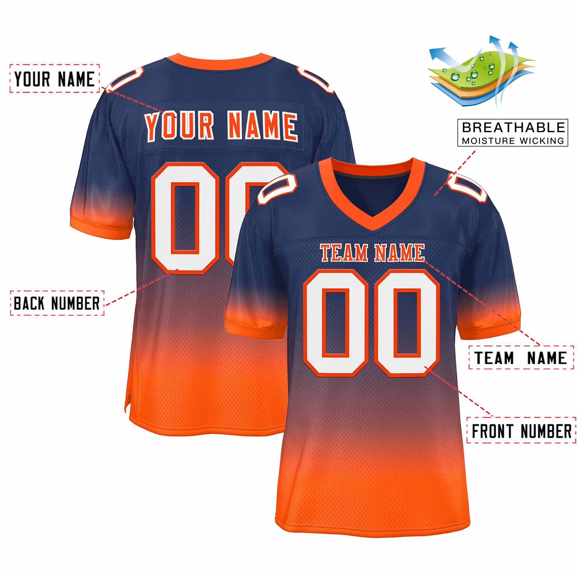 Custom Red Navy-White Classic Style Mesh American Football Jersey | KXKSHOP