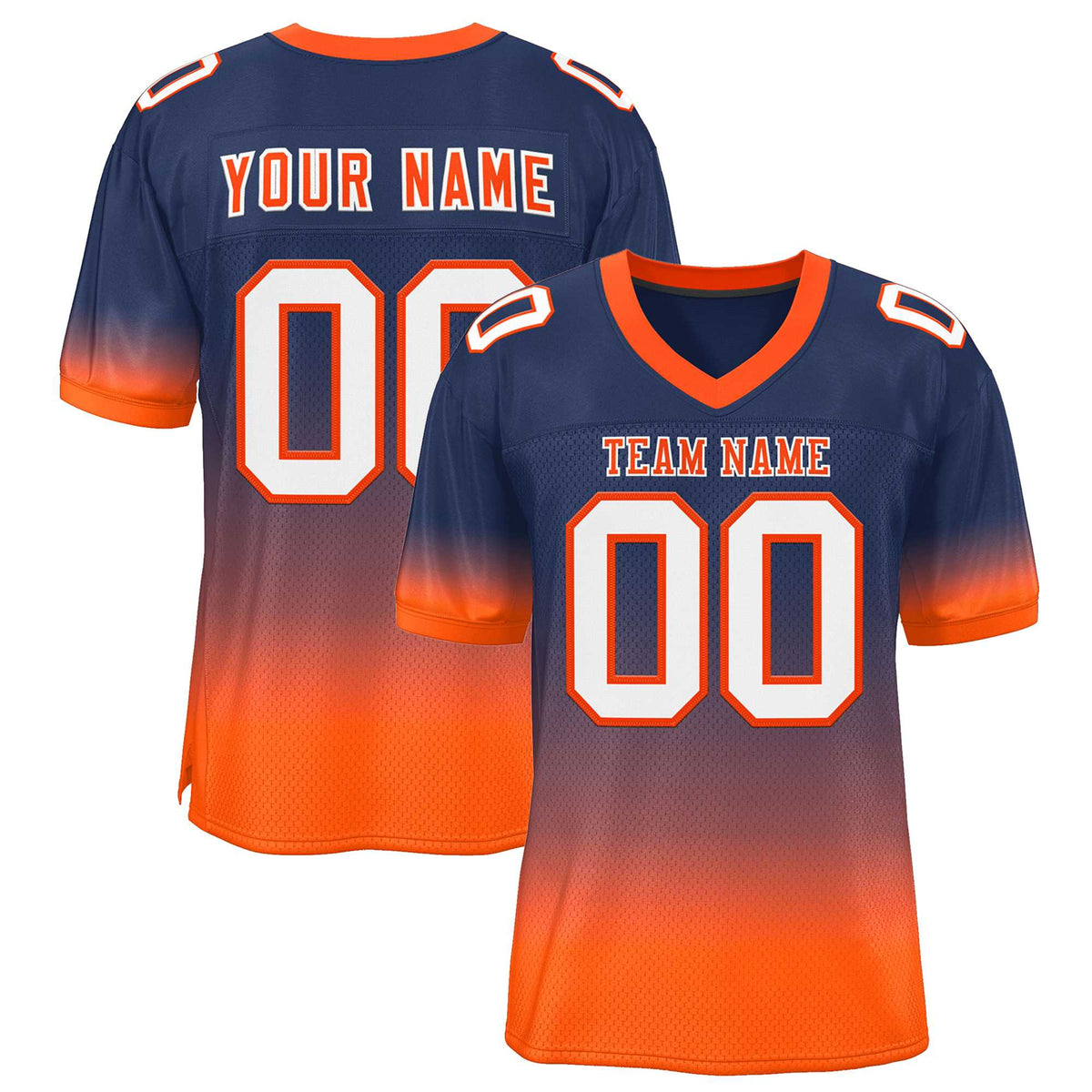 Custom Navy Orange-White Gradient Fashion Personalized Team Football Jersey | KXKSHOP
