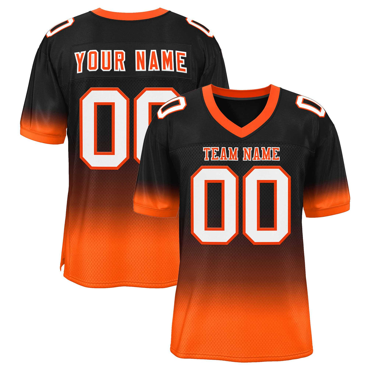 Custom Black Orange-White Gradient Fashion Personalized Team Football Jersey | KXKSHOP
