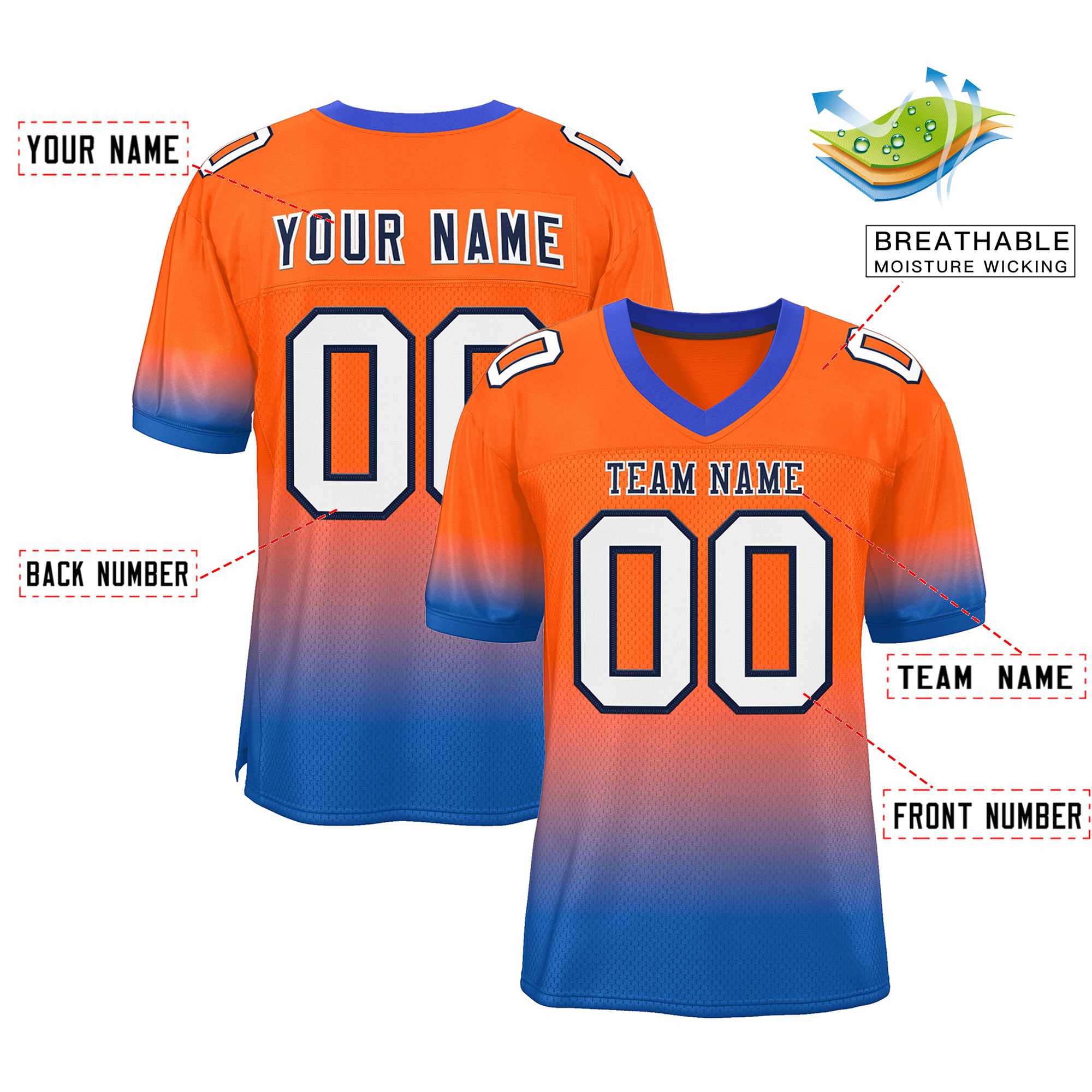 Custom Red Navy-White Classic Style Mesh American Football Jersey | KXKSHOP