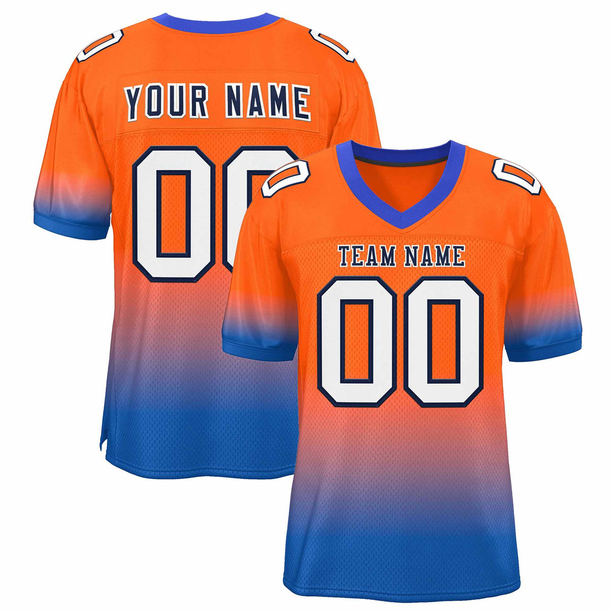 Custom Orange Royal-White Gradient Fashion Personalized Team Football Jersey | KXKSHOP