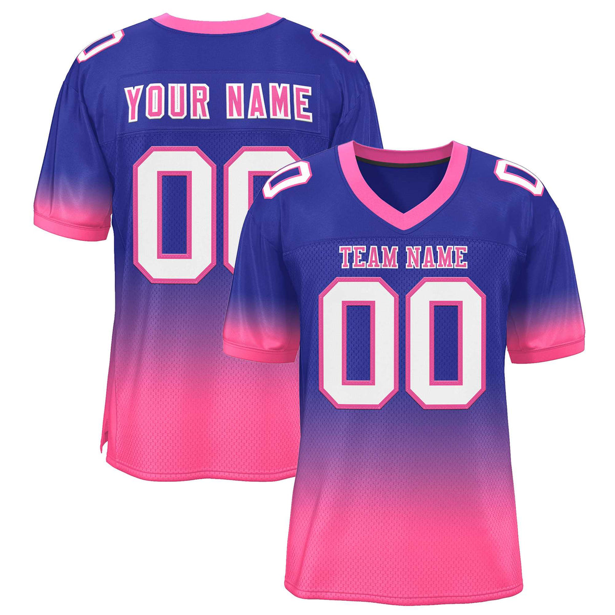 Custom Royal Pink-White Gradient Fashion Personalized Team Football Jersey | KXKSHOP
