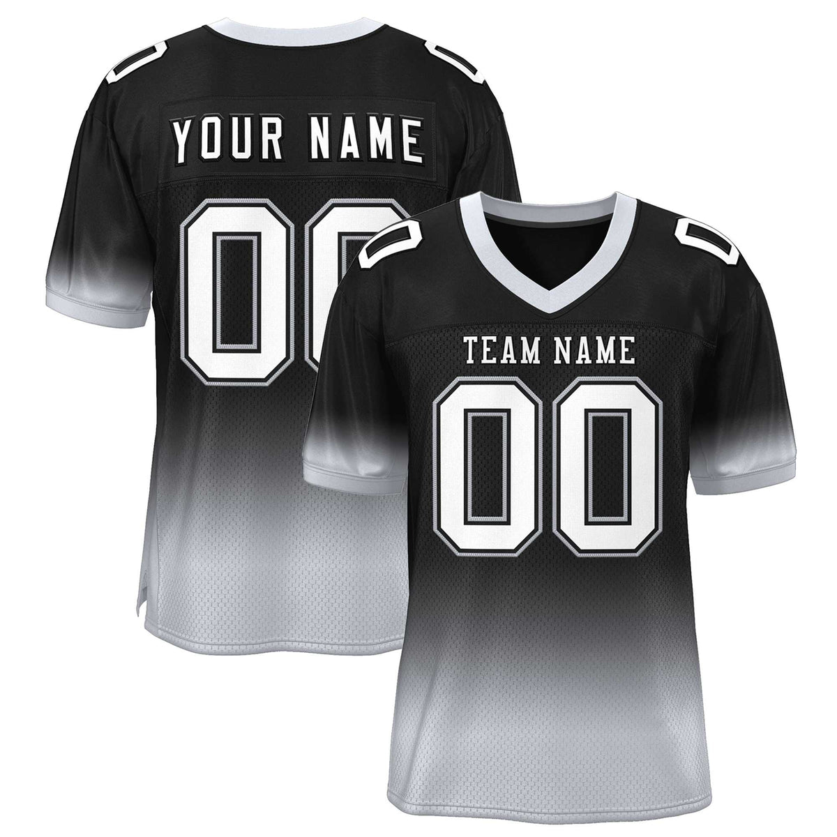 Custom Black Gray-White Gradient Fashion Personalized Team Football Jersey | KXKSHOP