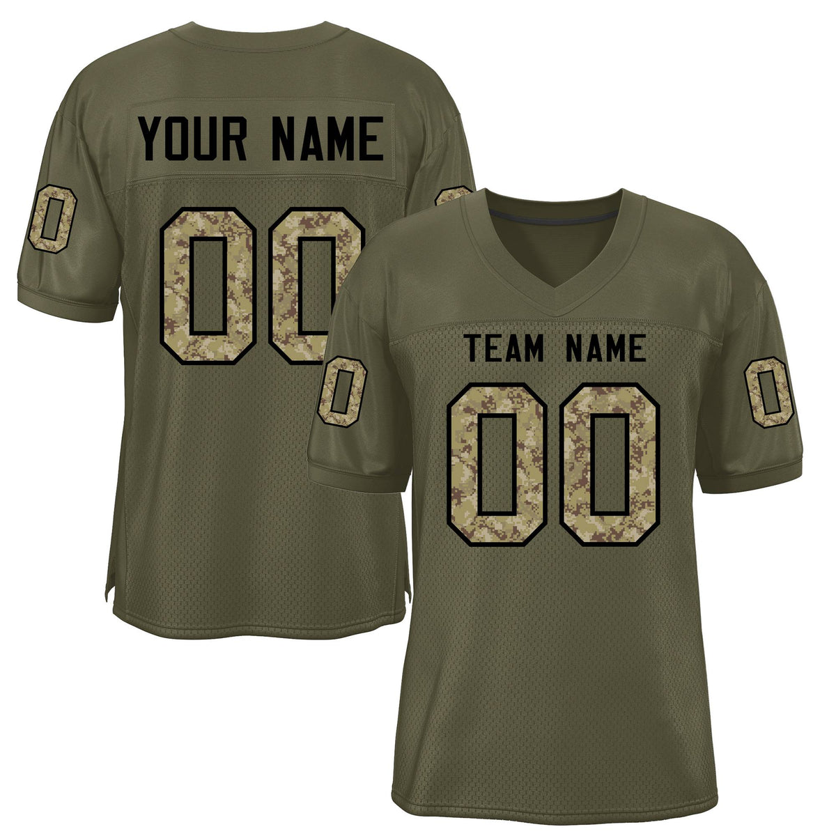 Custom Olive Classic Style Camo Mesh Authentic American Football Jersey| KXKSHOP