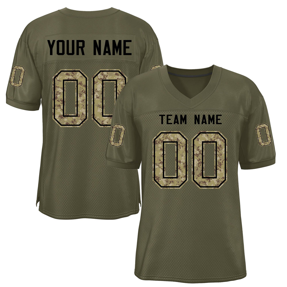 Custom Olive Classic Style Camo Mesh Authentic American Football Jersey| KXKSHOP