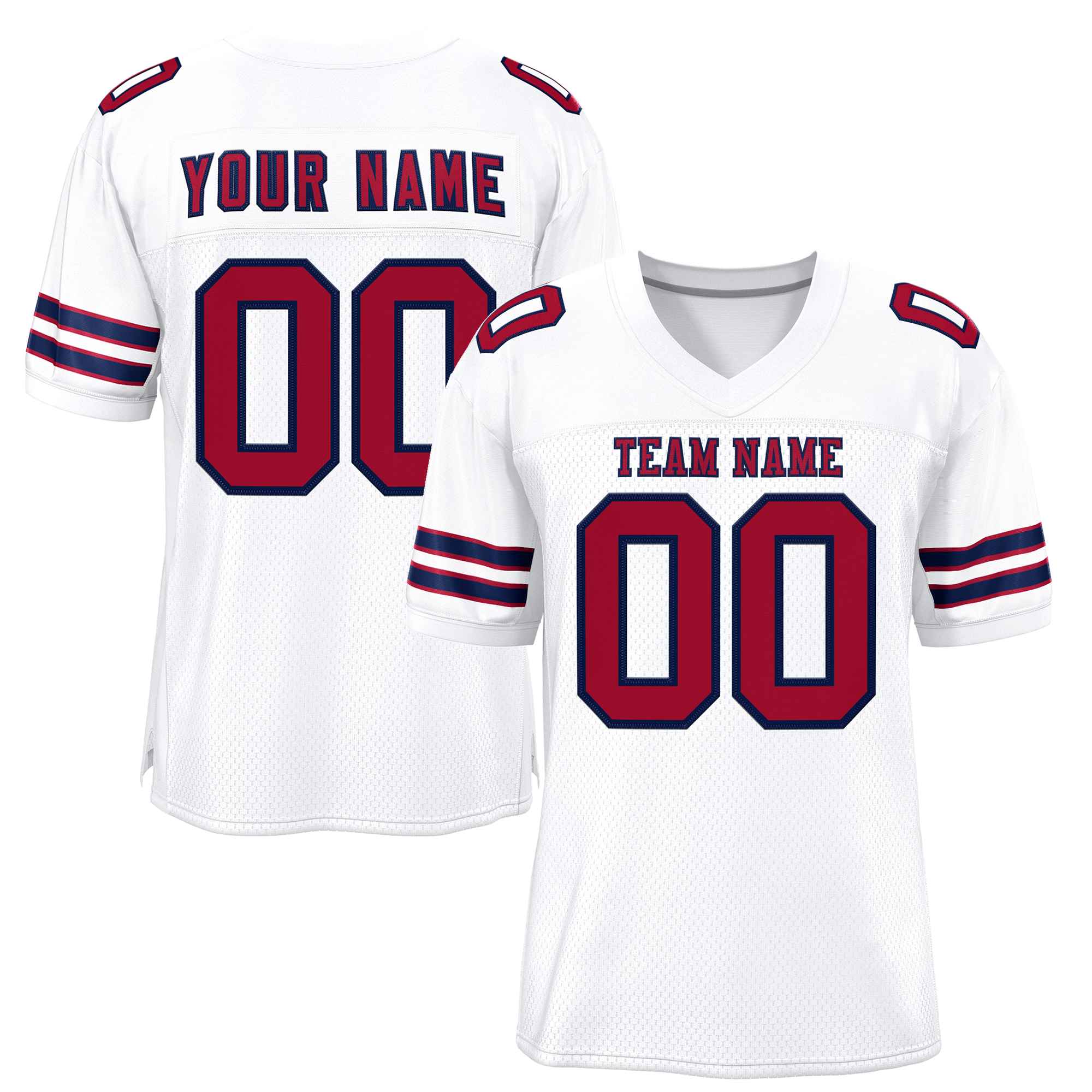 Custom White Red-Navy Classic Style Authentic American Football Jersey| KXKSHOP