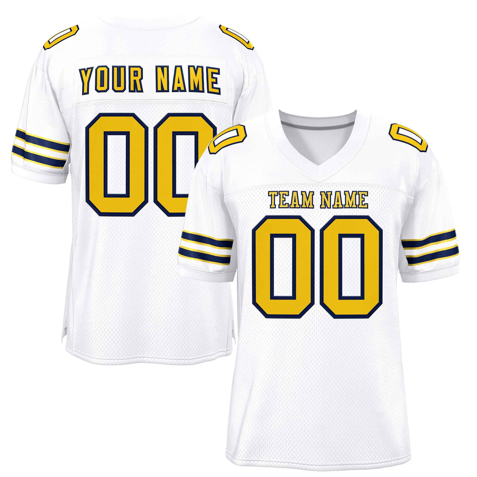 Custom White Gold-Navy Classic Style Authentic American Football Jersey| KXKSHOP