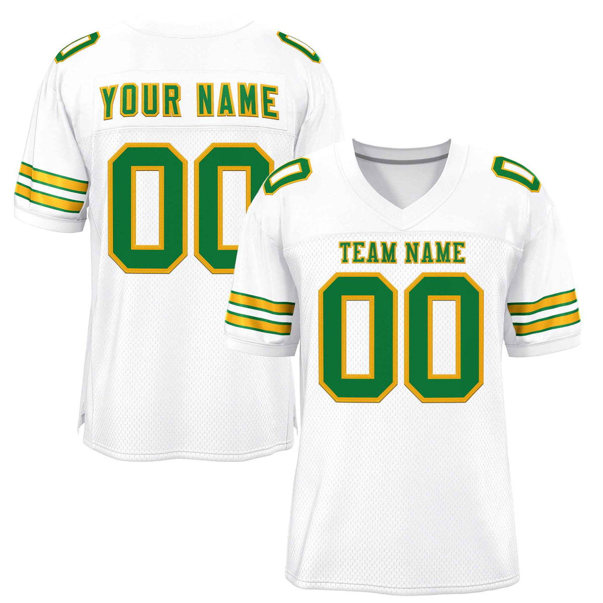 Custom White Kelly Green-Gold Classic Style Authentic American Football Jersey| KXKSHOP