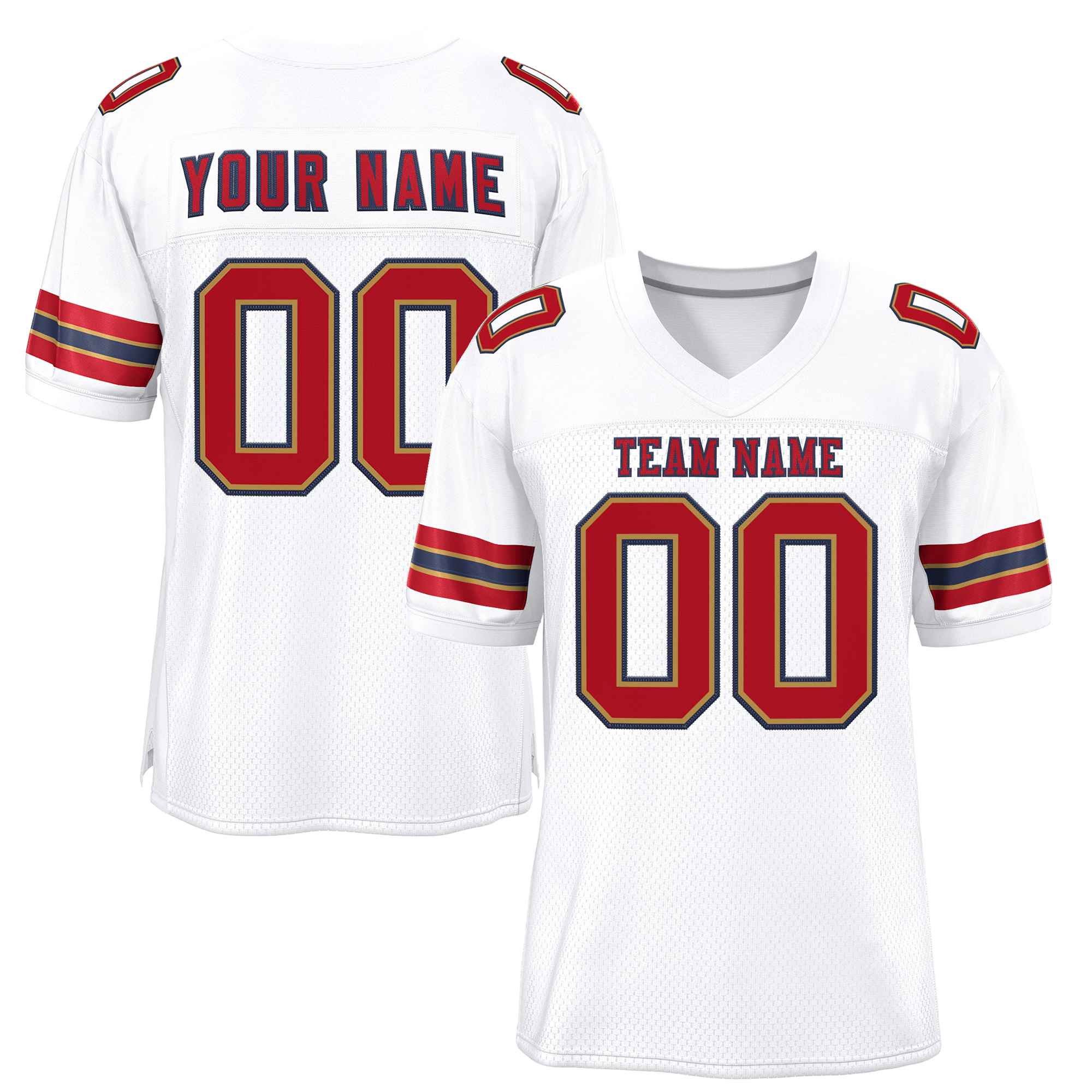Custom White Red-Navy Classic Style Authentic American Football Jersey| KXKSHOP