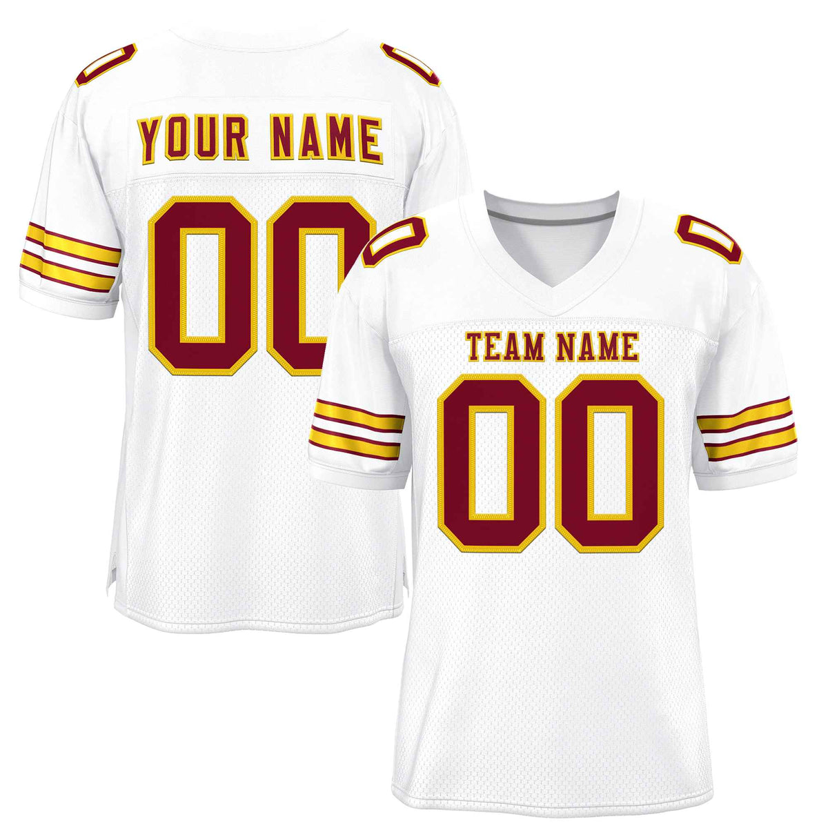 Custom White Crimson-Gold Classic Style Authentic American Football Jersey| KXKSHOP