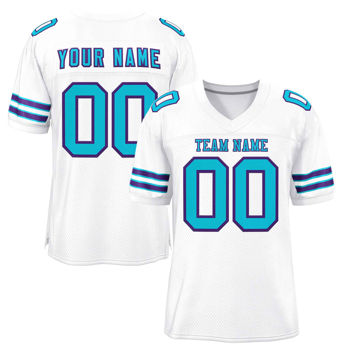 Custom White Light Blue-Purple Classic Style Authentic American Football Jersey| KXKSHOP