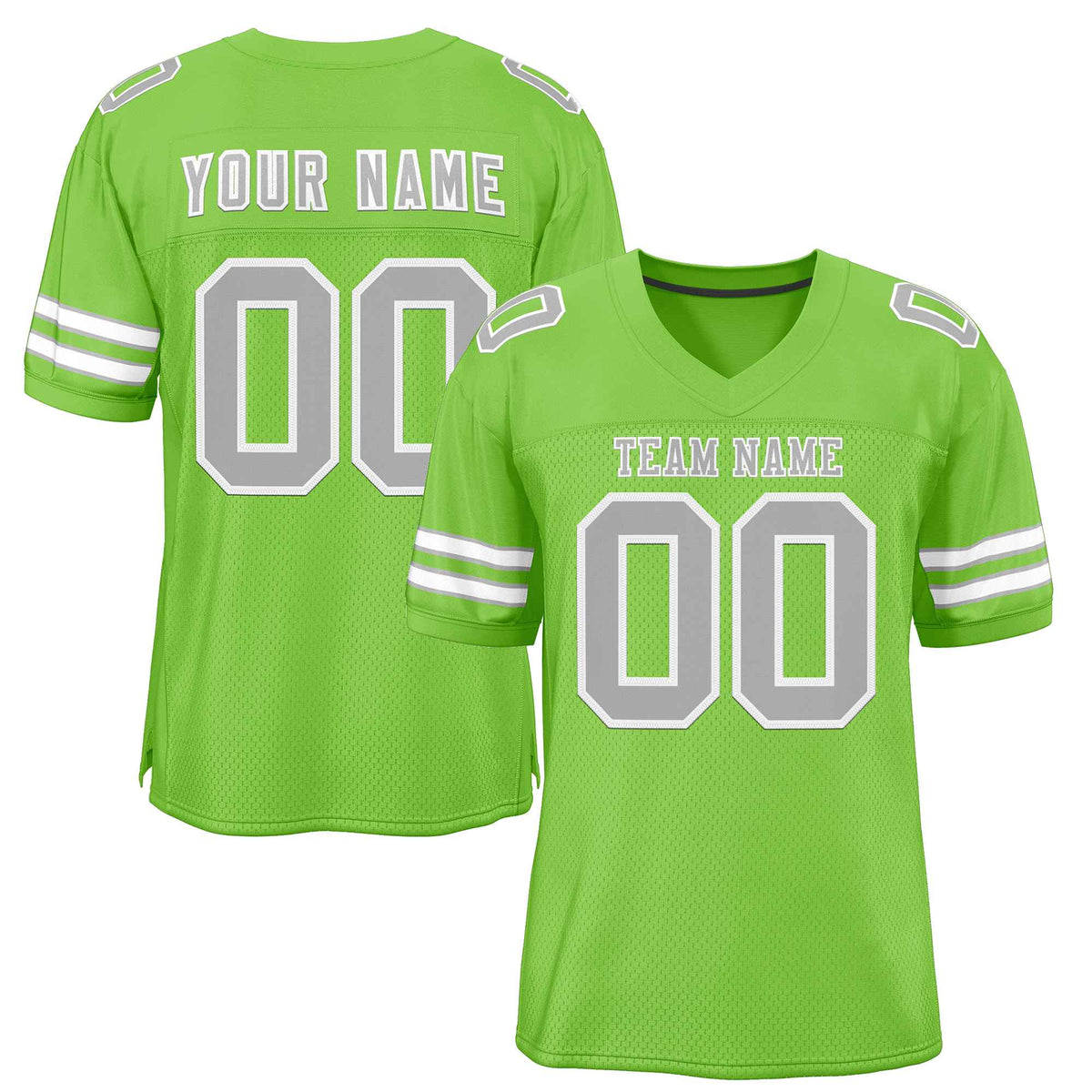 Custom Neon Green Gray-White Classic Style Authentic American Football Jersey| KXKSHOP