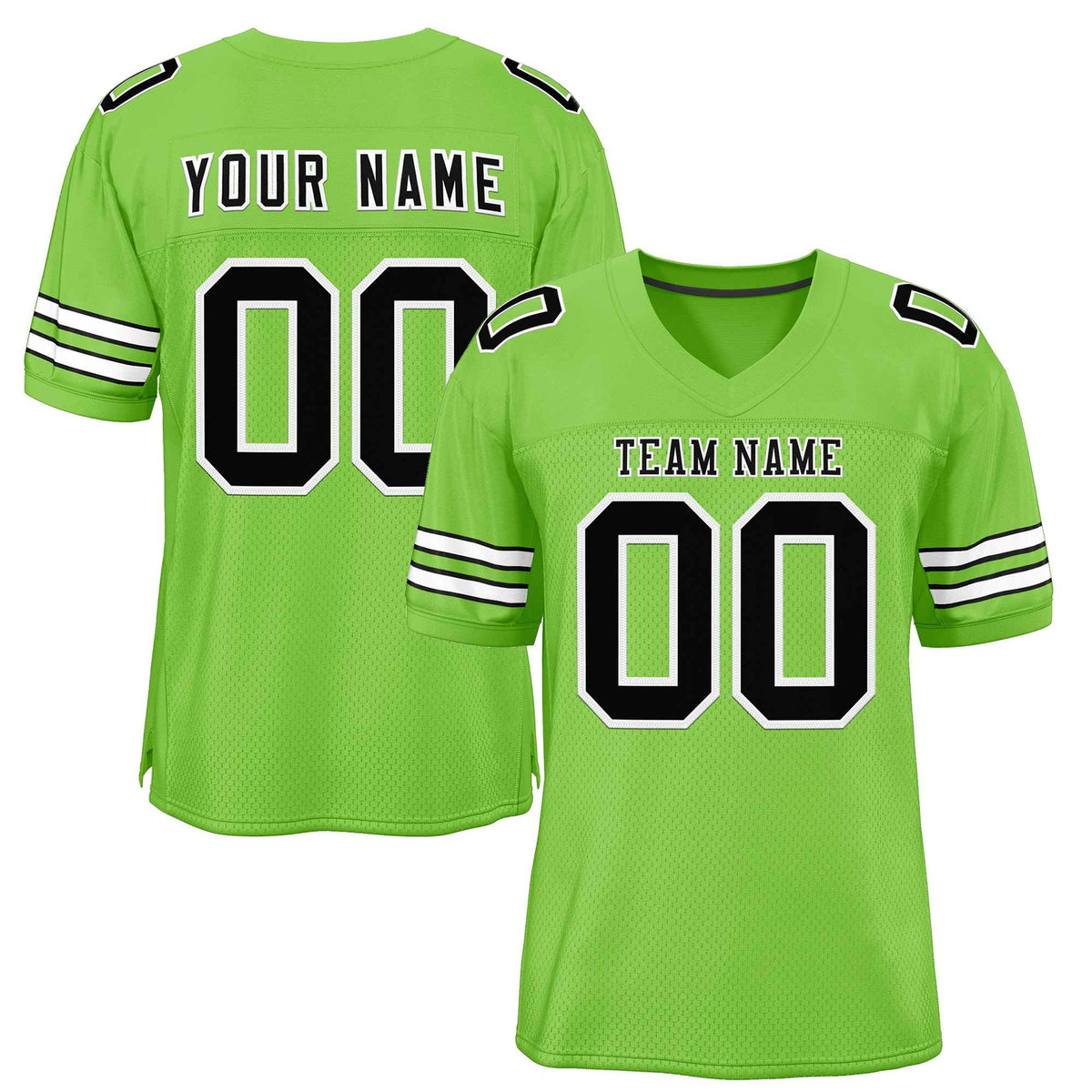 Custom Neon Green Black-White Classic Style Authentic American Football Jersey| KXKSHOP