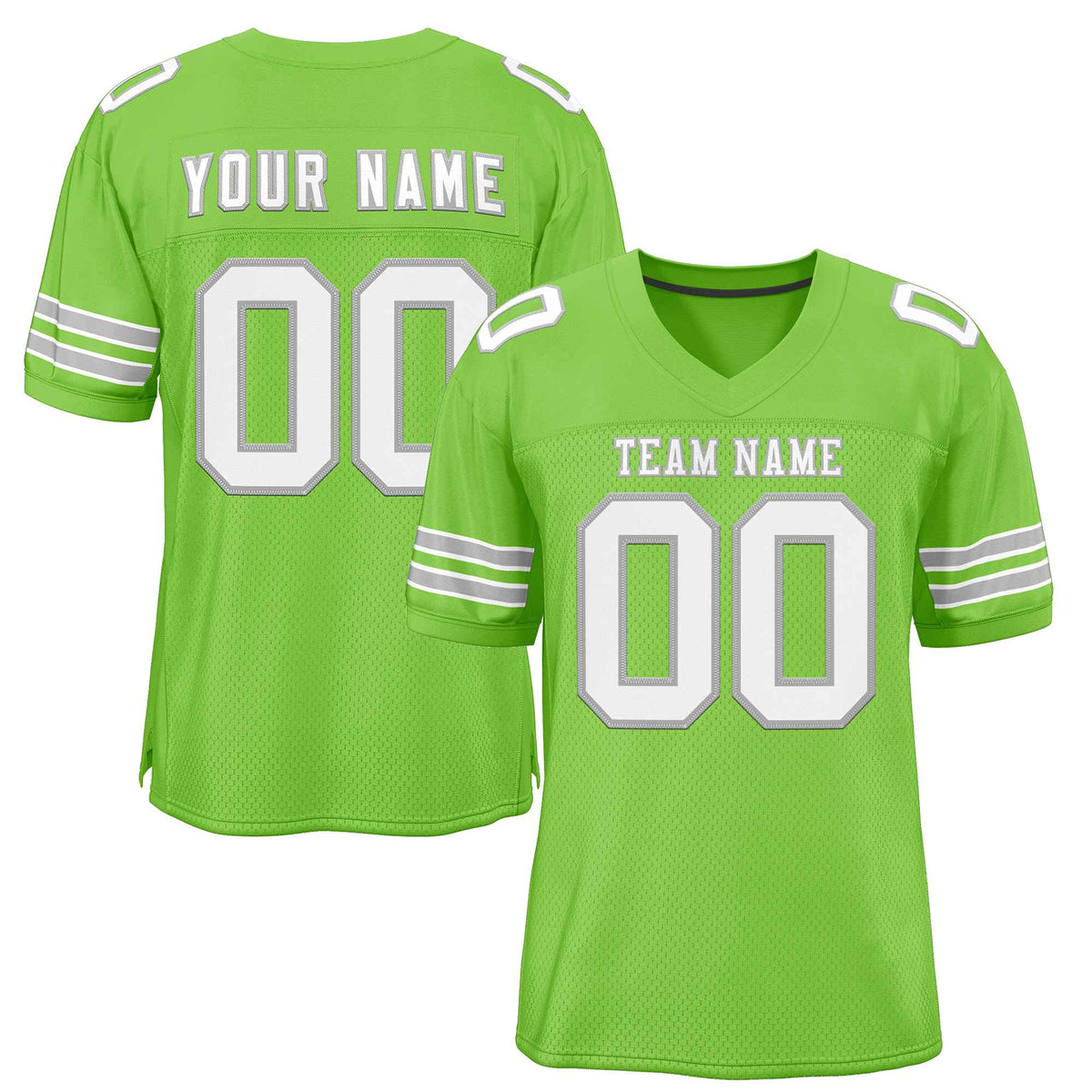 Custom Neon Green White-Gray Classic Style Authentic American Football Jersey| KXKSHOP