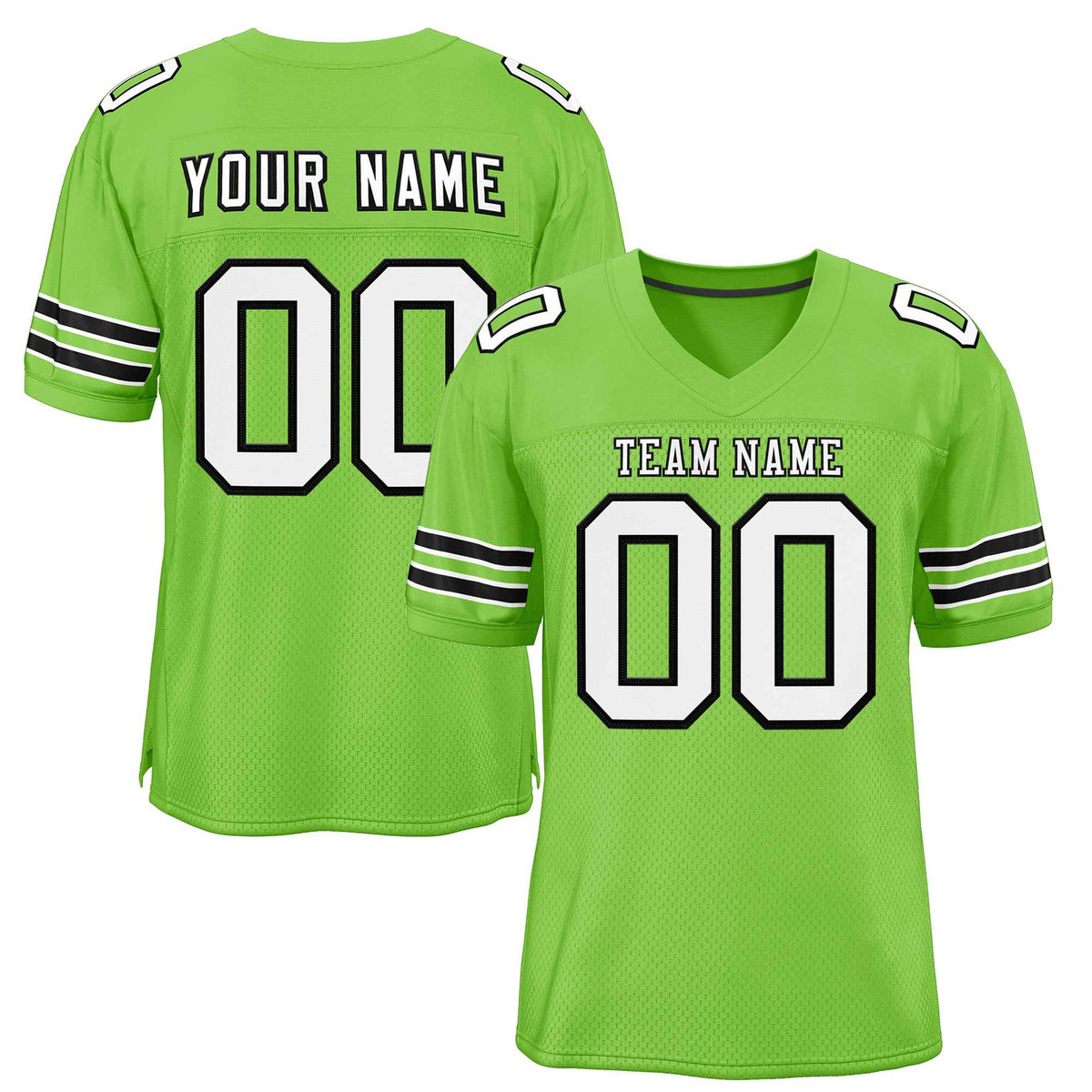 Custom Neon Green White-Black Classic Style Authentic American Football Jersey| KXKSHOP