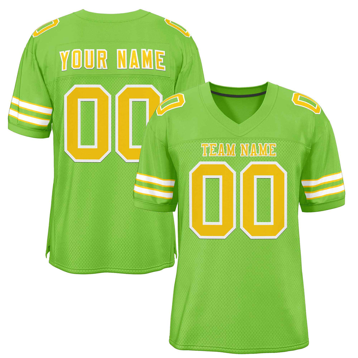 Custom Neon Green Gold-White Classic Style Authentic American Football Jersey| KXKSHOP