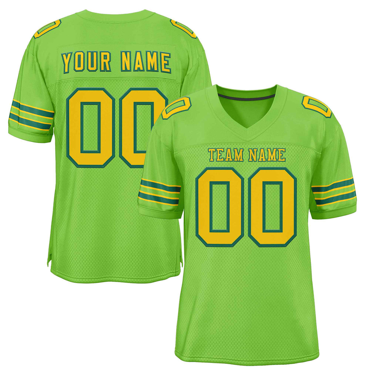 Custom Neon Green Gold-Kelly Green Classic Style Authentic American Football Jersey| KXKSHOP