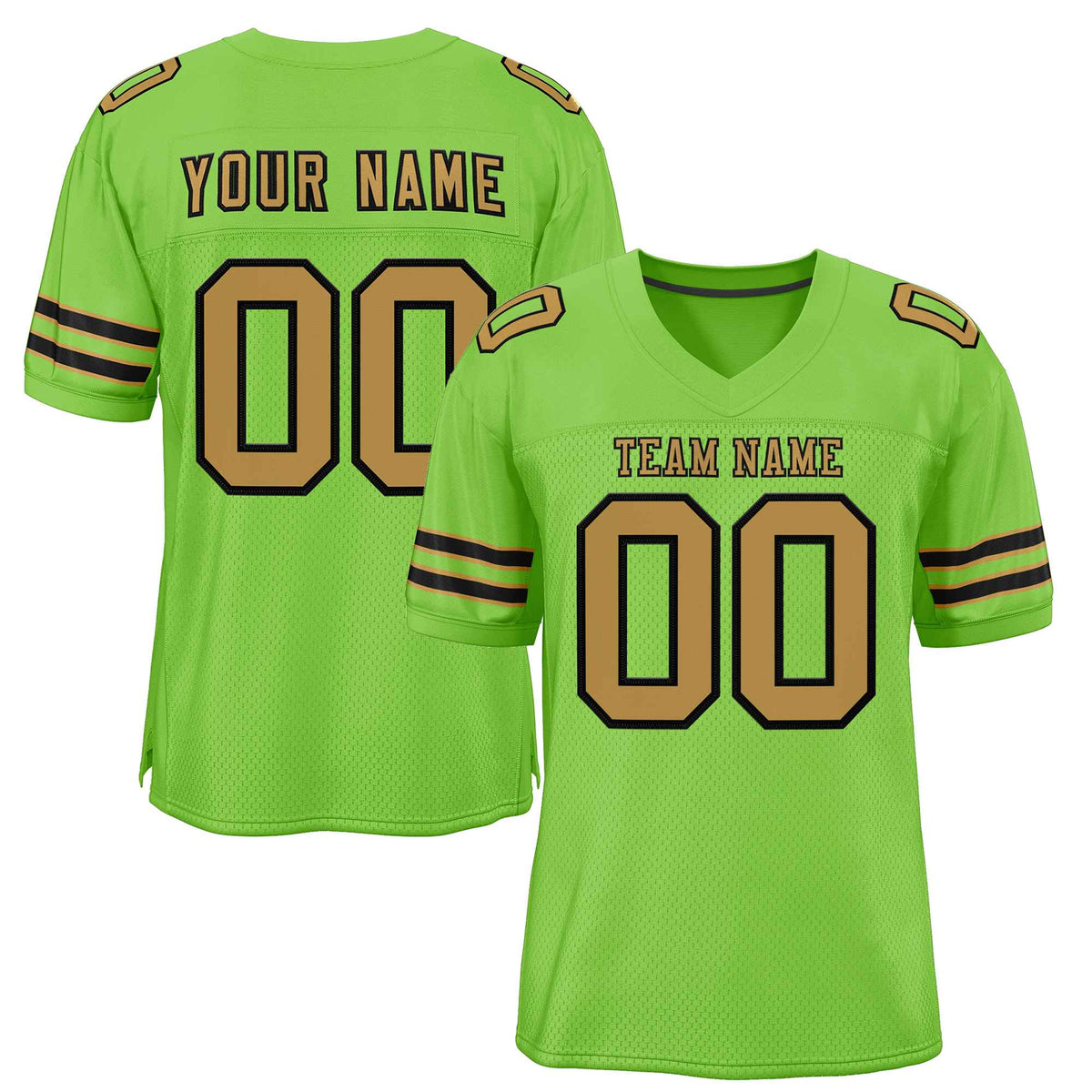Custom Neon Green Old Gold-Black Classic Style Authentic American Football Jersey| KXKSHOP
