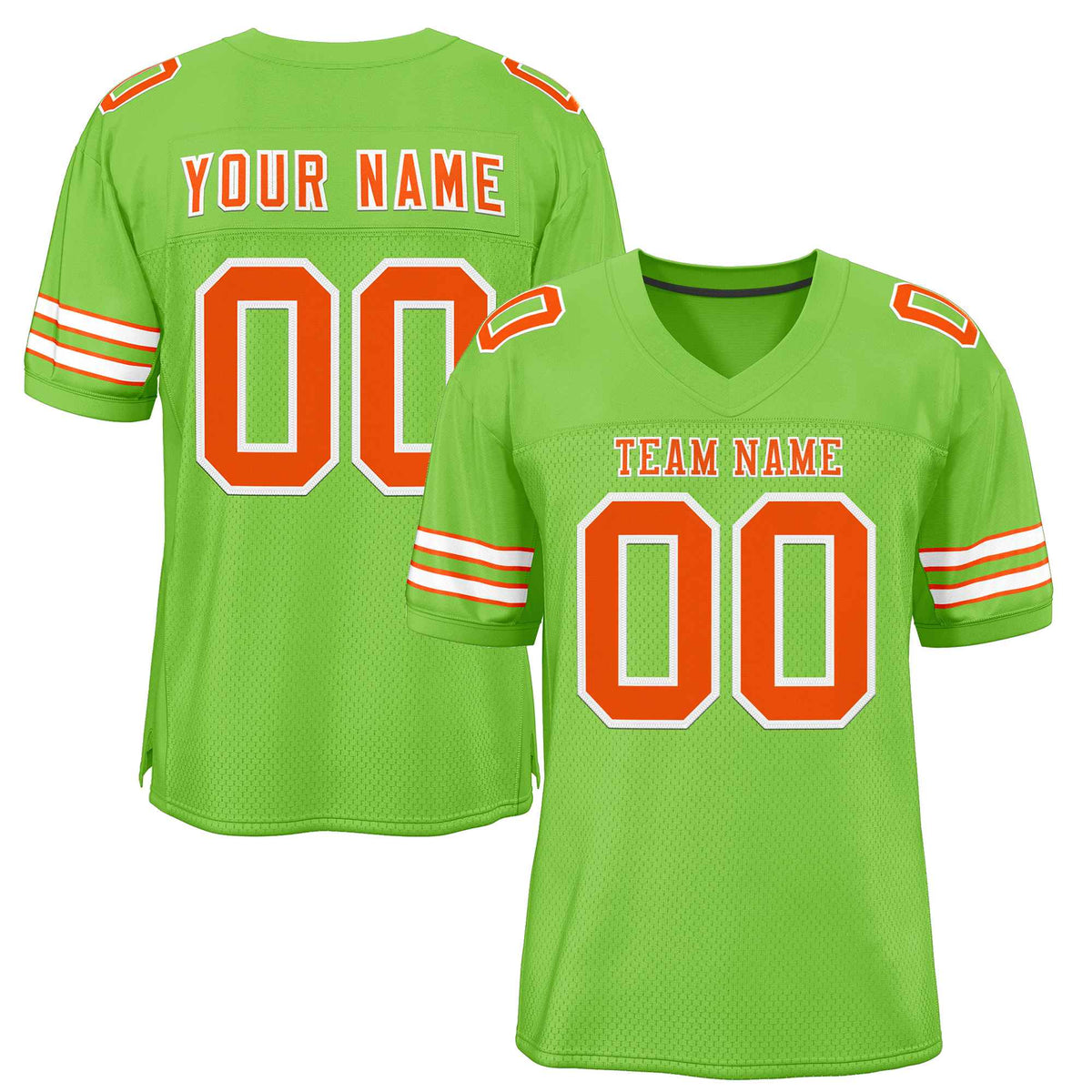 Custom Neon Green Orange-White Classic Style Authentic American Football Jersey| KXKSHOP