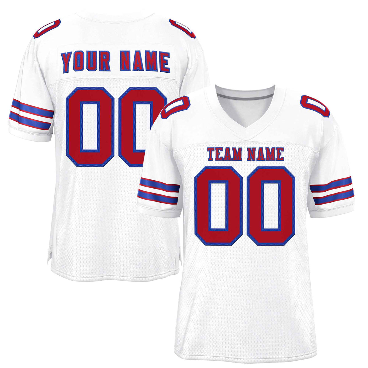 Custom White Red-Royal Classic Style Authentic American Football Jersey| KXKSHOP