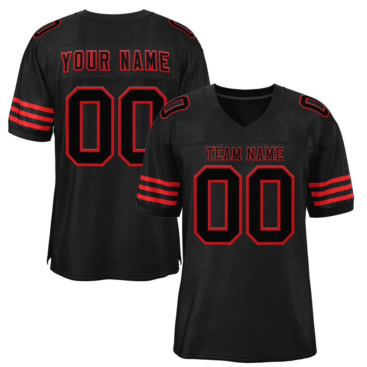 Custom Black Black-Red Classic Style Authentic American Football Jersey| KXKSHOP