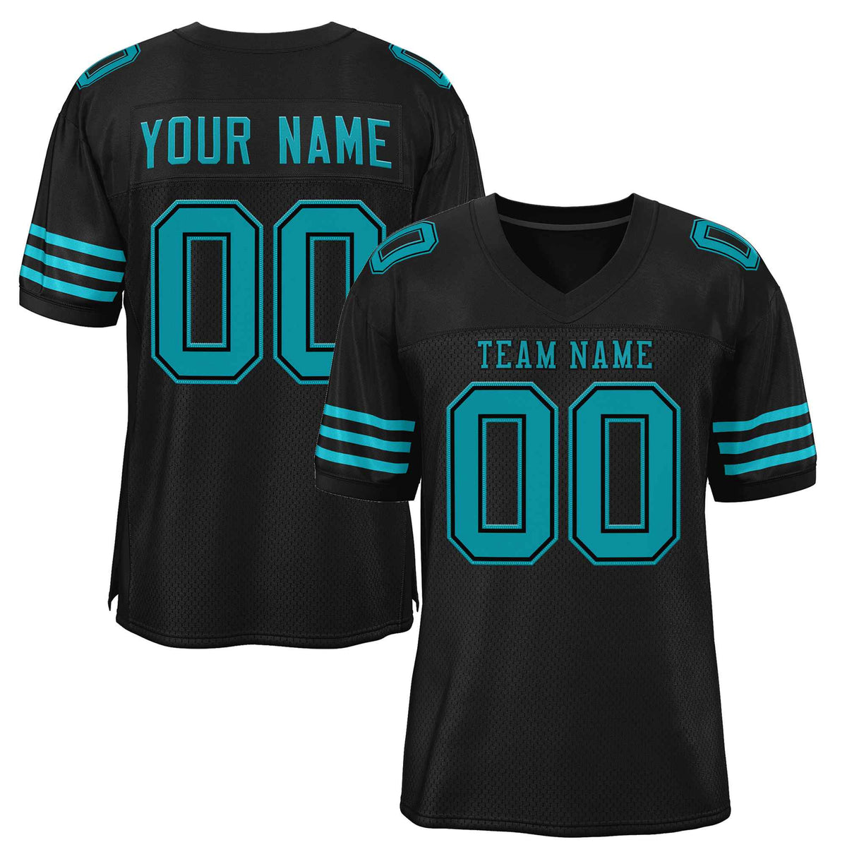 Custom Black Aqua-Black Classic Style Authentic American Football Jersey| KXKSHOP