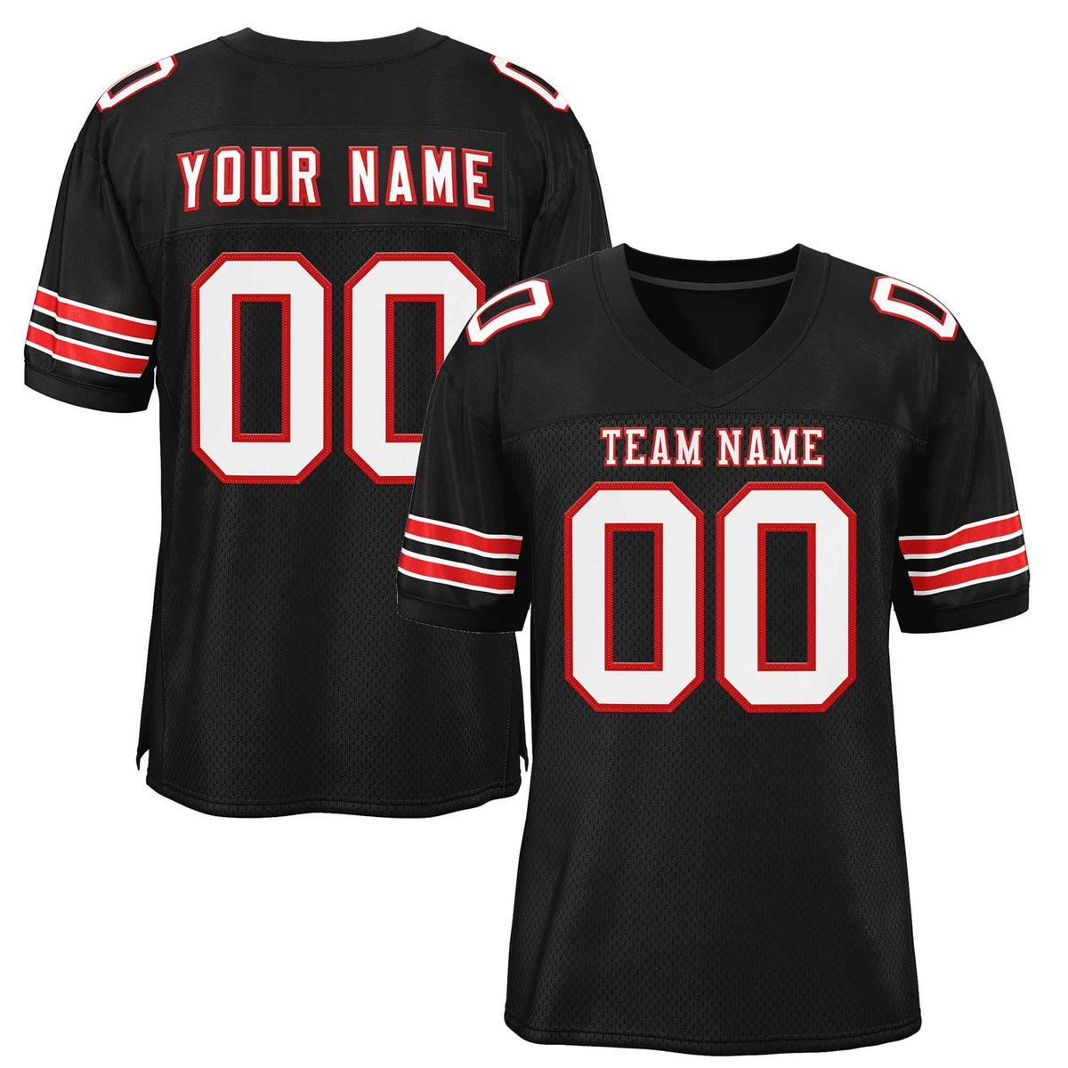 Custom Black White-Red Classic Style Authentic American Football Jersey| KXKSHOP